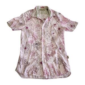 Ted Baker Floral Designer Contrast Collar Button Up Shirt Men SZ 3 (Medium)